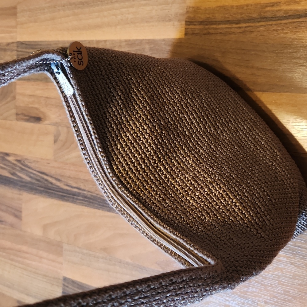 The Sak Taupe Brown Woven Crochet Shoulder Bag - Picture 12 of 15